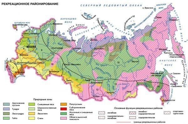 Карта рекреационных ресурсов россии